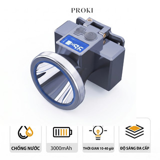 Đèn Pin Đội Đầu XJ503 PROKI Đèn LED Sạc Type-C Chống Nước Hiển Thị Pin Đèn Đội Đầu Tiện Lợi An Toàn