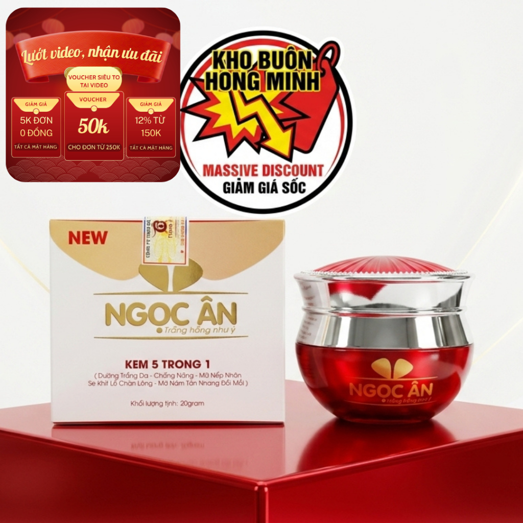Kem Face Ngọc Ân 5in1 [Trắng Đỏ] - Hỗ Trợ Thu Nhỏ Lỗ Chân Lông, Làm Lớp Nền Tự Nhiên