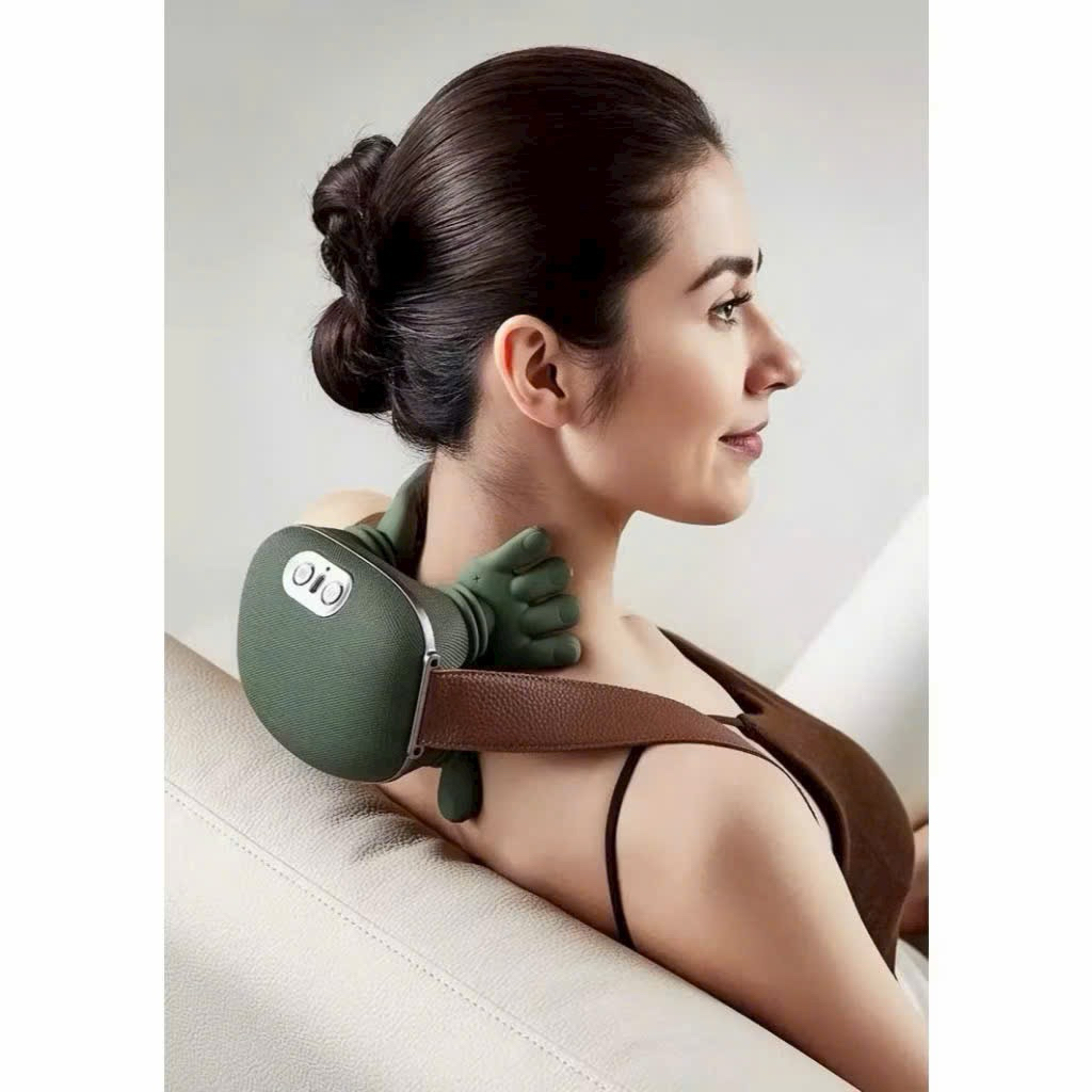 Máy Massage Cổ Vai Gáy 5D Thông Minh Có Nhiệt Hồng Ngoại, Máy Massage Vai Gáy Cầm Tay Sạc USB
