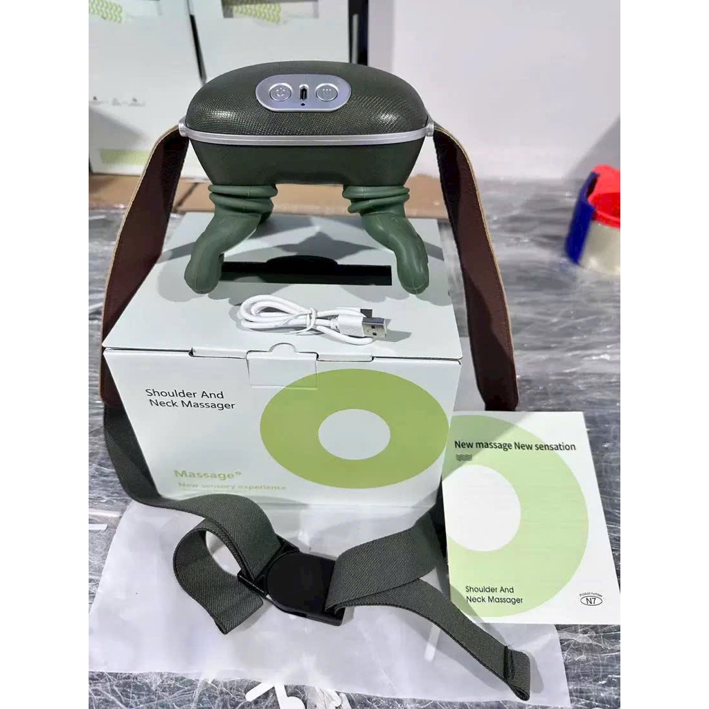 Máy Massage Cổ Vai Gáy 5D Thông Minh Có Nhiệt Hồng Ngoại, Máy Massage Vai Gáy Cầm Tay Sạc USB