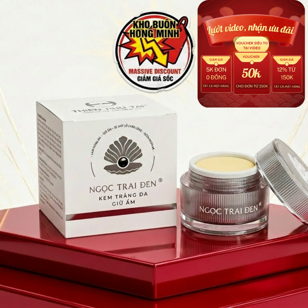 Kem Trắng Da Ngọc Trai Đen, Dưỡng Da Sáng Mịn Màng, Đàn Hồi Da, Căng Bóng (Trắng)