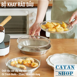 Bộ Khay Ráo Dầu Inox 304 Cao Cấp Đựng Thực Phẩm Chiên Rán Luộc Tiện Dụng Cho Mọi Gian Bếp