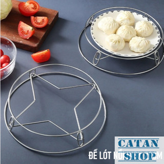 Đế Lót Nồi Chảo Inox Cách Nhiệt Hình Ngôi Sao, Đế Kê Nồi Hai Mặt, Giá Hấp Inox Xửng Hấp Đa Năng