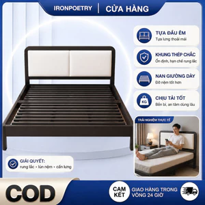 IRONPO Phiên bản nâng cấp Lượng Cao Giường Sắt Với Thanh Đỡ Bằng Thép 1m6x2m chắc chắn