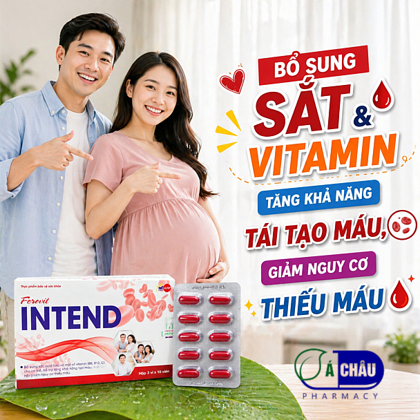 Ferovit Intend - Viên Uống Bổ Sung Sắt Cho Người Thiếu Máu Do Thiếu Sắt Chỉ 1 Viên Mỗi Ngày (Hộp 30 Viên)