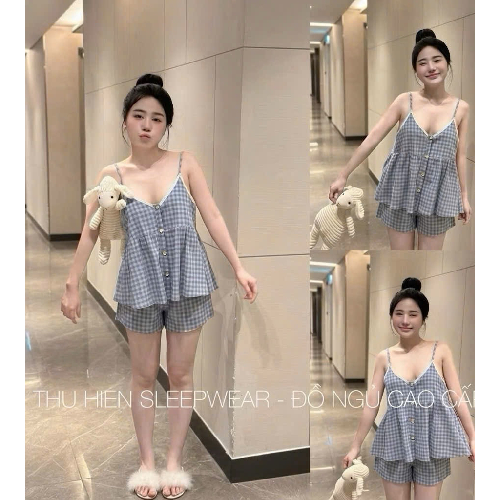 Sét Bộ Nữ Đẹp Phong Cách Hàn Quốc Thanh Lịch Dễ Phối Đồ bộ kẻ cộc mặc nhà siêu ĩnh hot trend