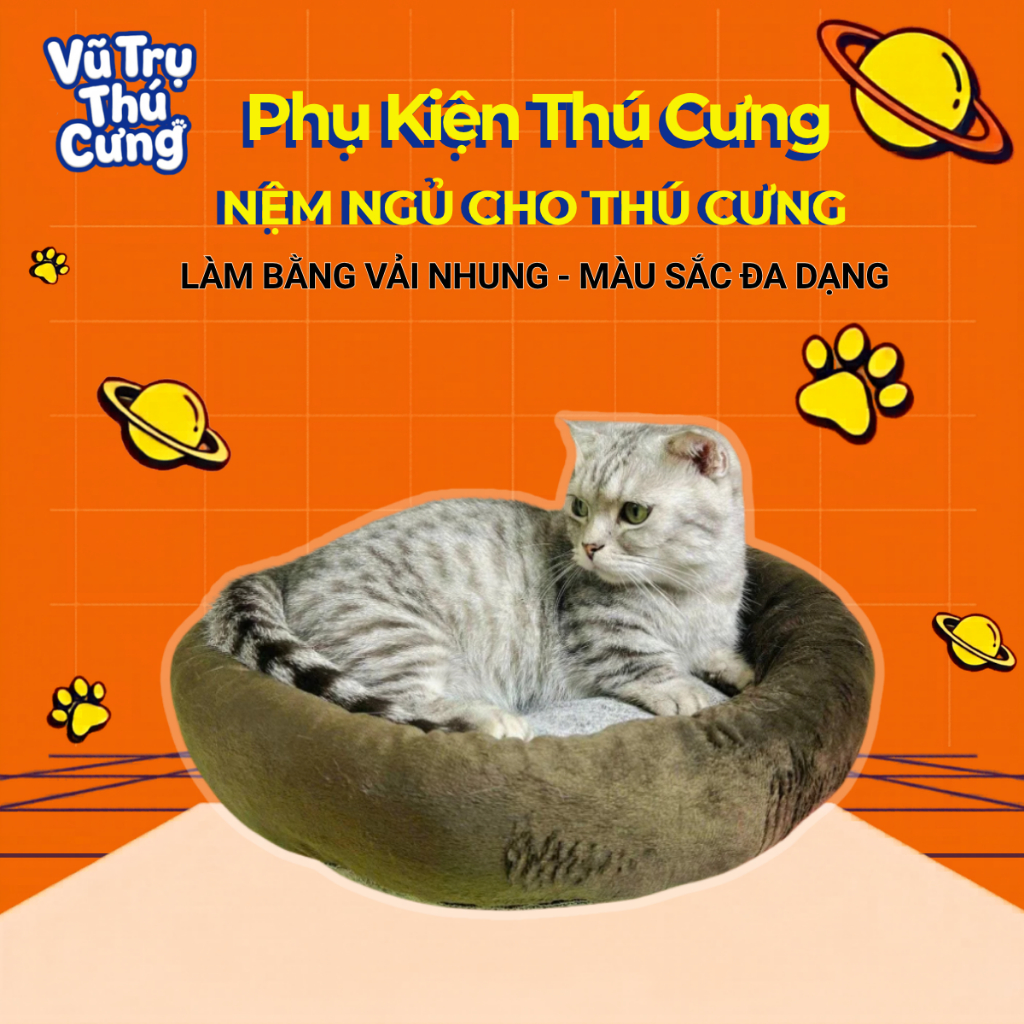 Nệm Ngủ Cho Chó Mèo Bằng Vải Nhung Size 40cm