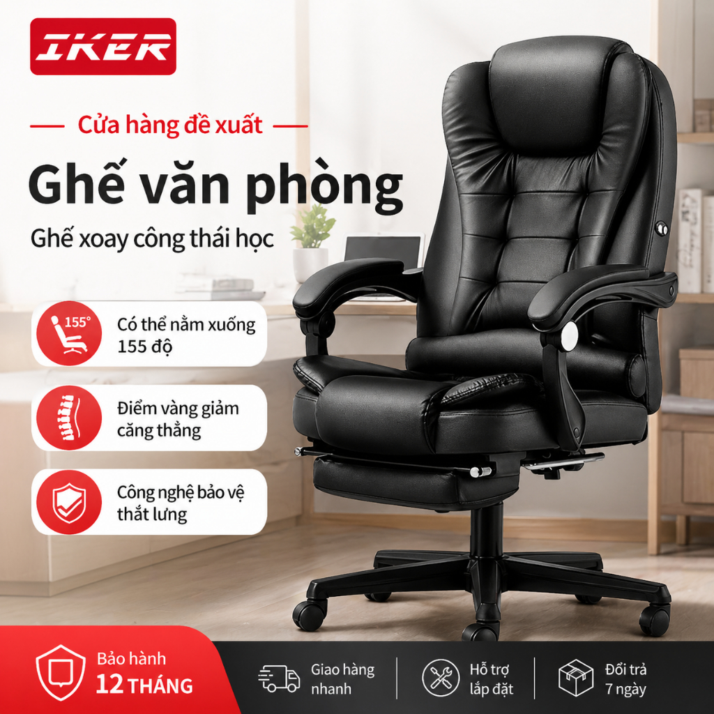 Ghế xoay công thái học có tựa lưng Ghế làm việc học tập tại nhà tại ký túc xá