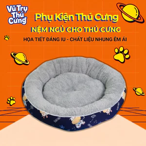 Nệm Ngủ Cho Chó Mèo Chất Liệu Nhung Êm Ái, Họa Tiết Đáng Yêu 50cm