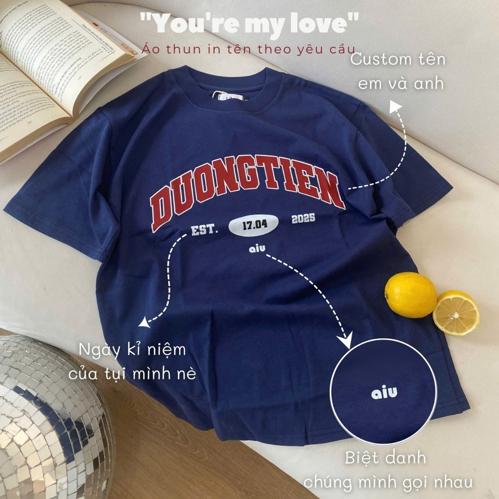 Áo phông đôi MY LOVE LILA in họa tiết tự chọn cho couple - Áo thun unisex vải Premium cotton quà tặng bạn trai bạn gái