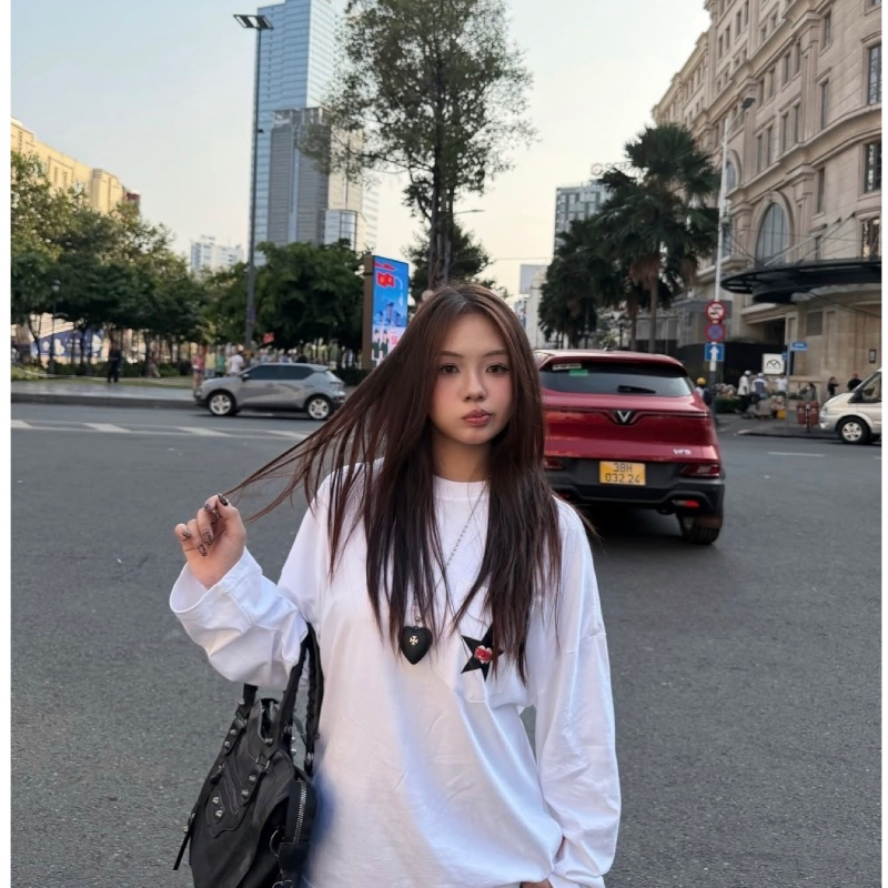 TRAFFY CUPID "who are you" - Áo Thun Tay Dài Form Oval Stargirl/Starboy Cotton 2 Chiều Unisex