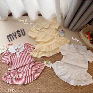 BỘ ÁO CỔ SEN MIX CHÂN VÁY BÉ