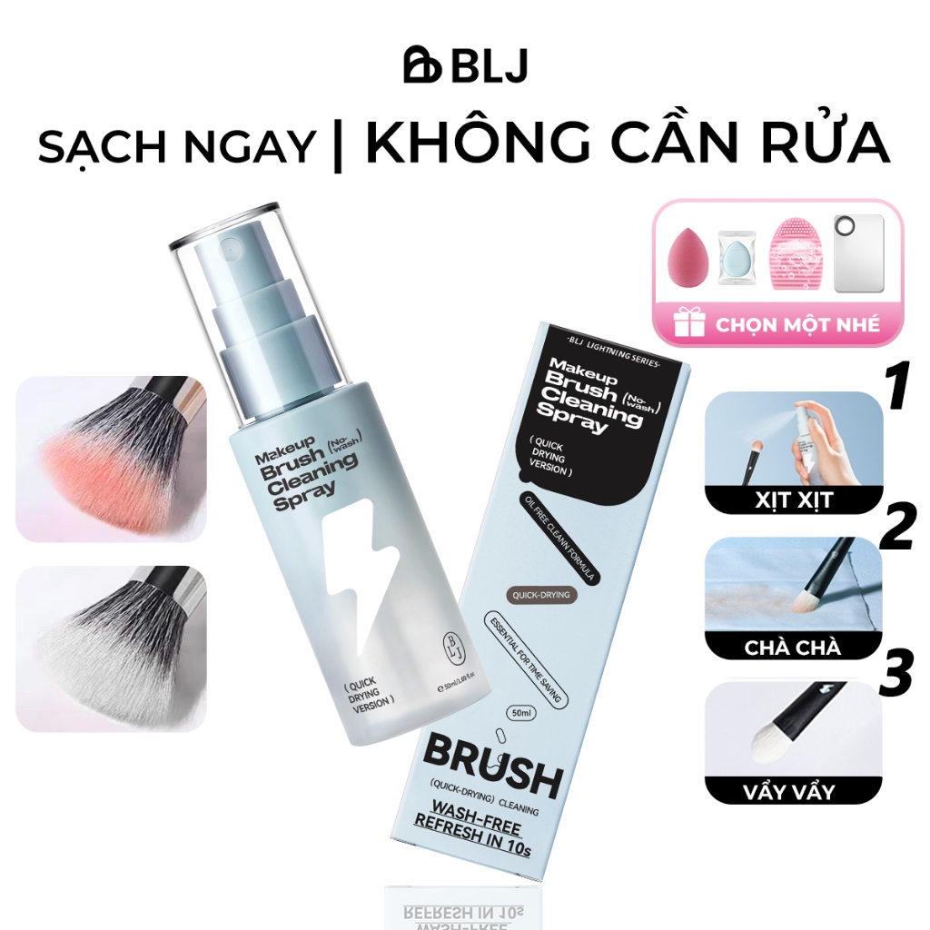BLJ [Dòng Lightning] Dung dịch xịt không cần rửa khô nhanh cho cọ trang điểm 50ml
