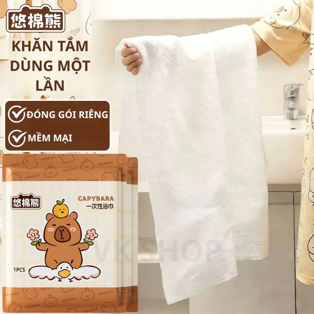Khăn tắm dùng một lần không dệt - Khăn tắm du lịch gọn nhẹ, an toàn,tiện dụng, không xơ,thấm hút tốt, không bụi vải