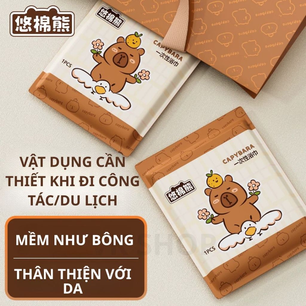 Khăn tắm dùng một lần không dệt - Khăn tắm du lịch gọn nhẹ, an toàn,tiện dụng, không xơ,thấm hút tốt, không bụi vải