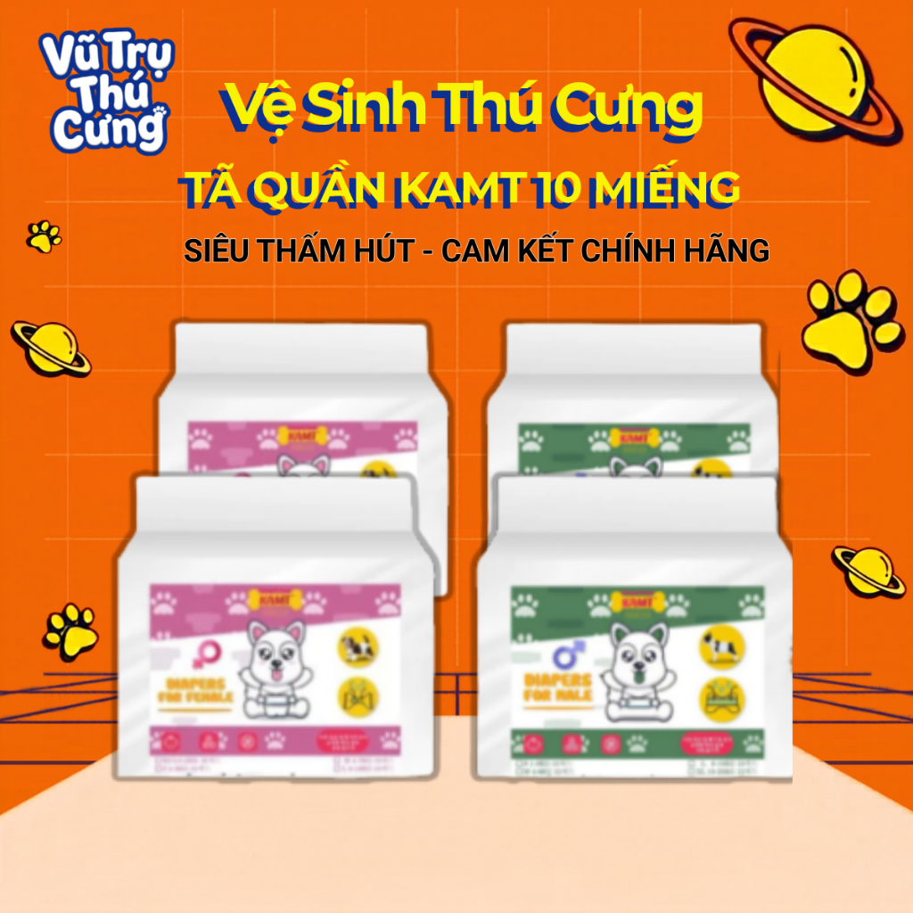 Bỉm cho chó Kamt, Tã quần cho chó cái và chó đực siêu thấm hút 10 miếng