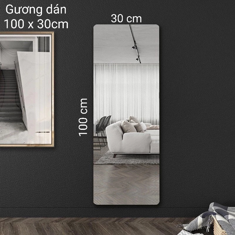 Gương dán tường tự dính Acrylic Chống vỡ nhiều kích thước