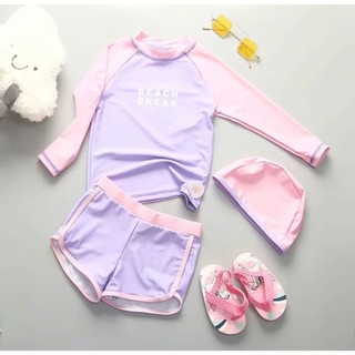 BK57 Đồ bơi bé gái dài tay kèm quần đùi,bikini dài tay chống nắng cho bé gái 10-55kg