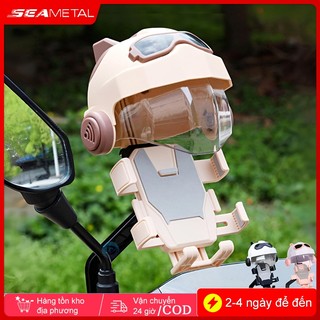 SEAMETAL [Mẫu Mới] Giá Đỡ Điện Thoại Xe Đạp Xe Máy Chân Kim Loại Chống Rung Có Mũ Chụp Kẹp Gắn 360 Độ