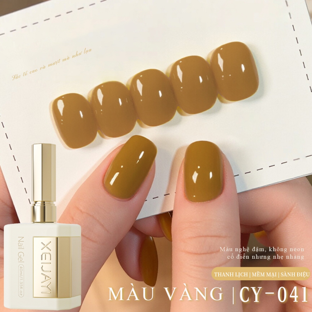 XEIJAYI 40ml - Sơn móng tay dạng gel màu vàng, độ bão hòa cao, phù hợp với mọi tông da.
