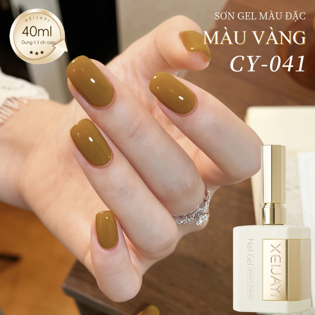 XEIJAYI 40ml - Sơn móng tay dạng gel màu vàng, độ bão hòa cao, phù hợp với mọi tông da.