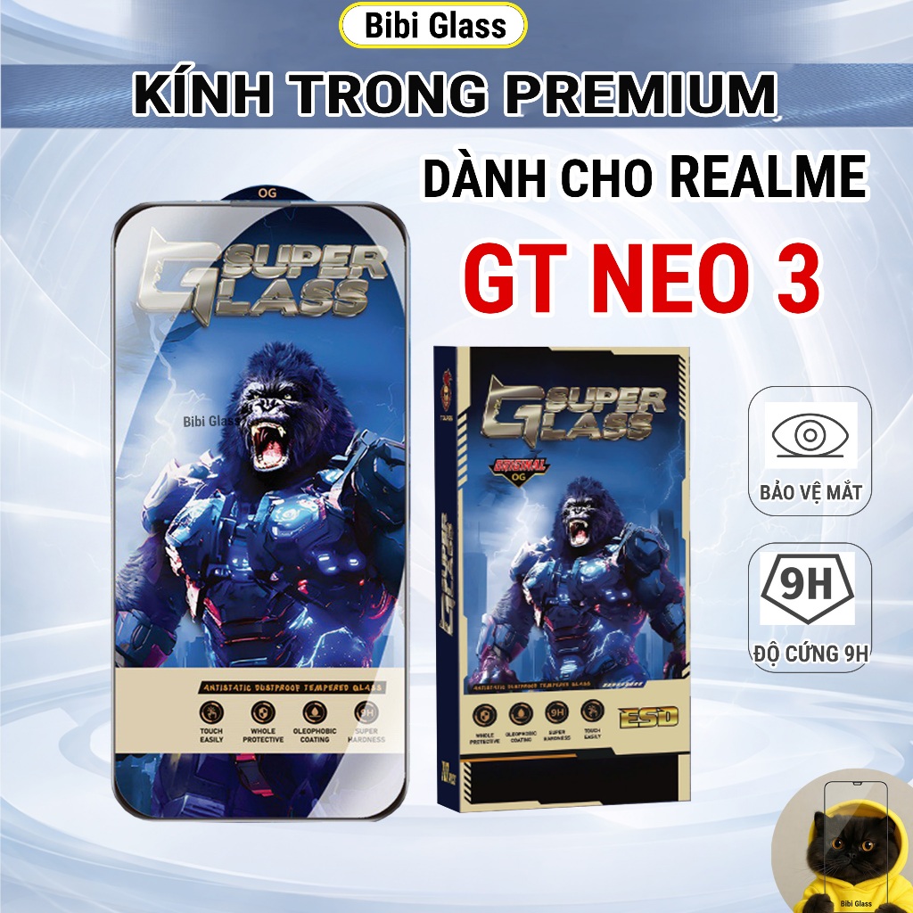 Kính cường lực Realme GT Neo 3 premium trong suốt full màn miếng dán bảo vệ màn hình BIBI