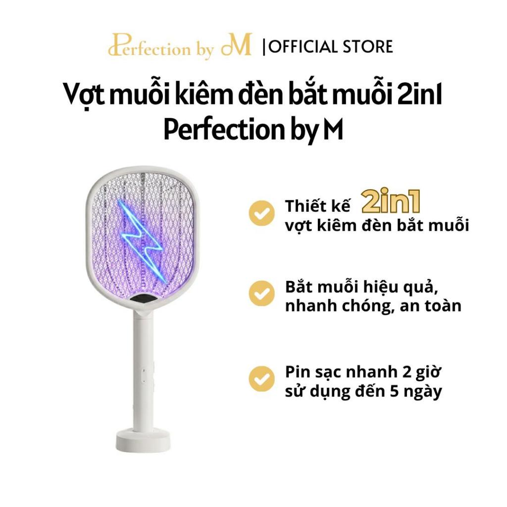 CHÍNH HÃNG - Vợt muỗi kiêm đèn bắt muỗi 2 trong 1 Perfection by M sạc tích điện, vợt muỗi thông minh