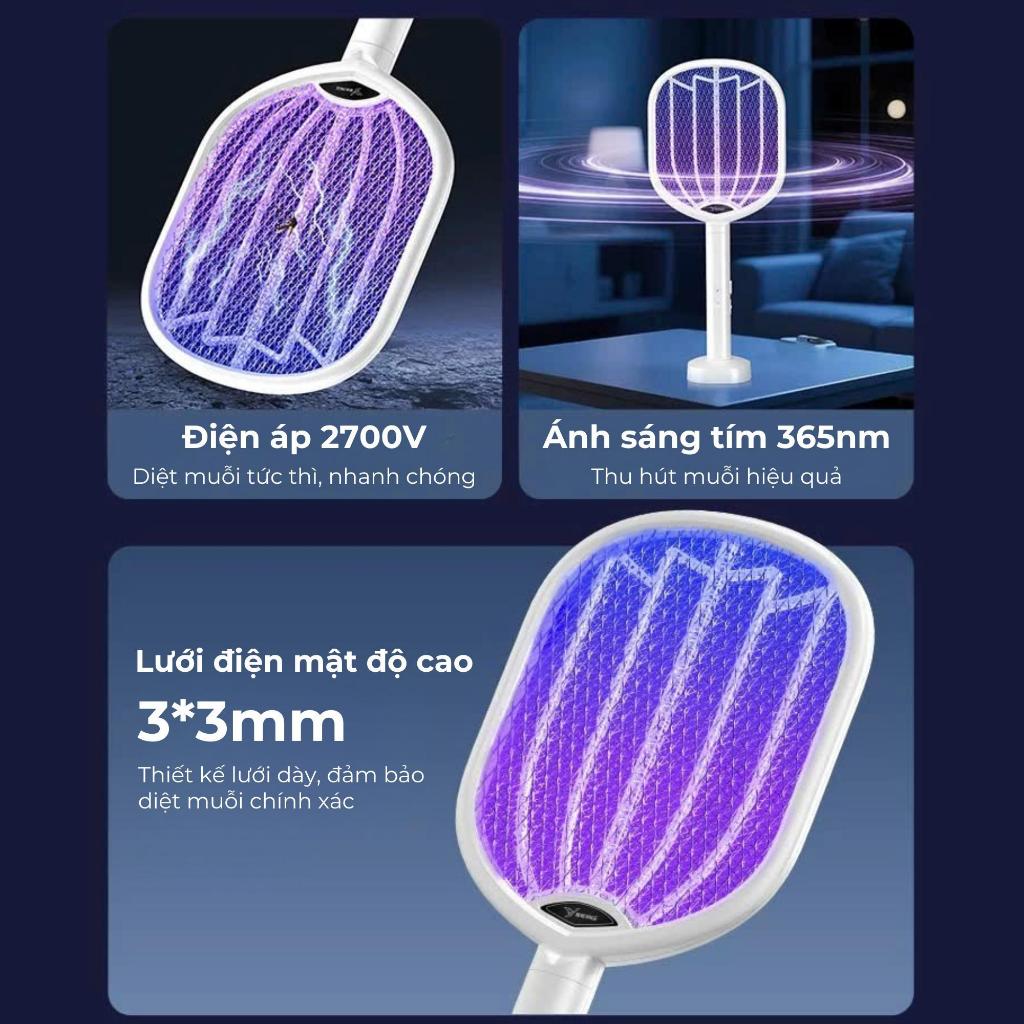CHÍNH HÃNG - Vợt muỗi kiêm đèn bắt muỗi 2 trong 1 Perfection by M sạc tích điện, vợt muỗi thông minh
