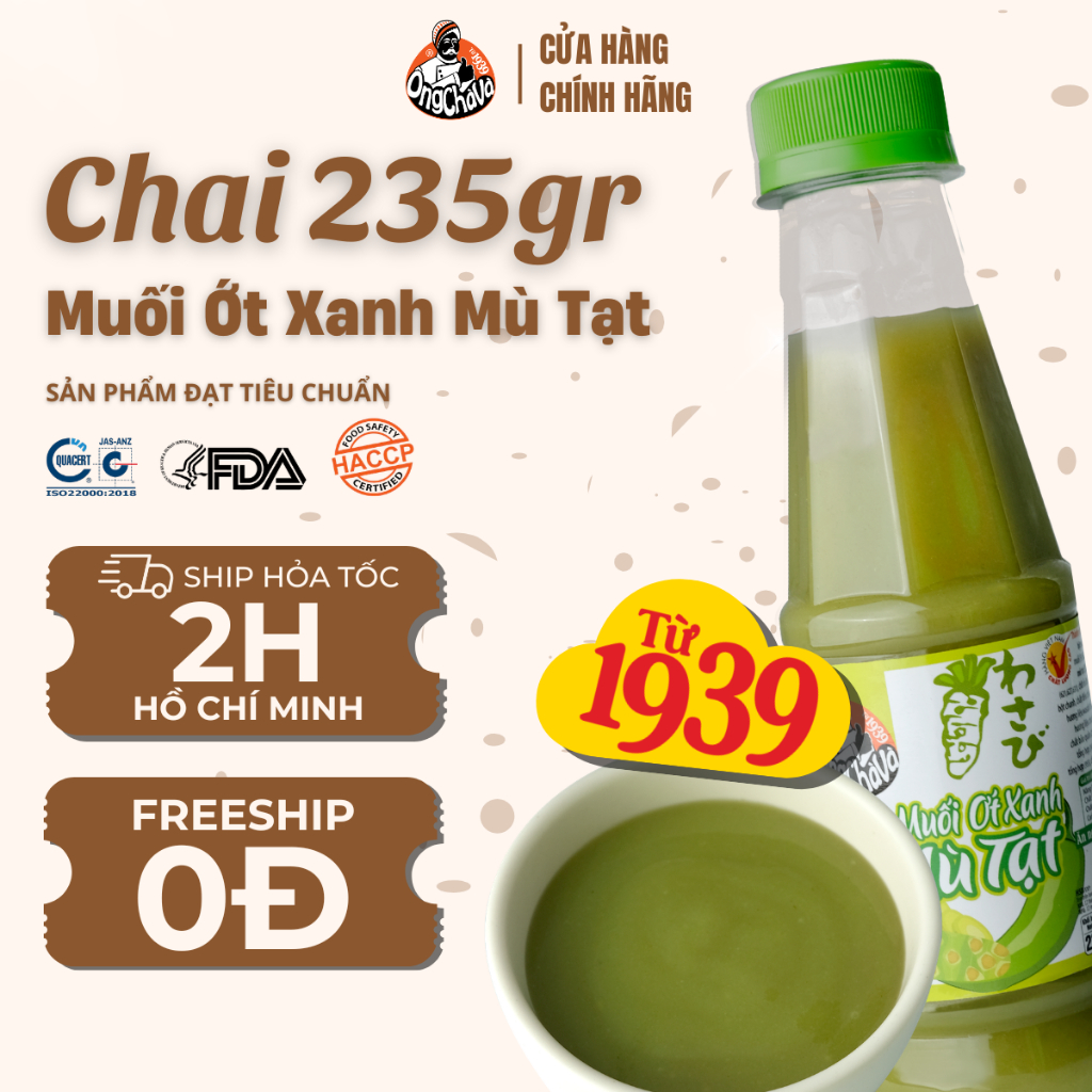 Muối Ớt Xanh Mù Tạt thương hiệu Ông Chà Và 235gr - Hàng Chính Hãng