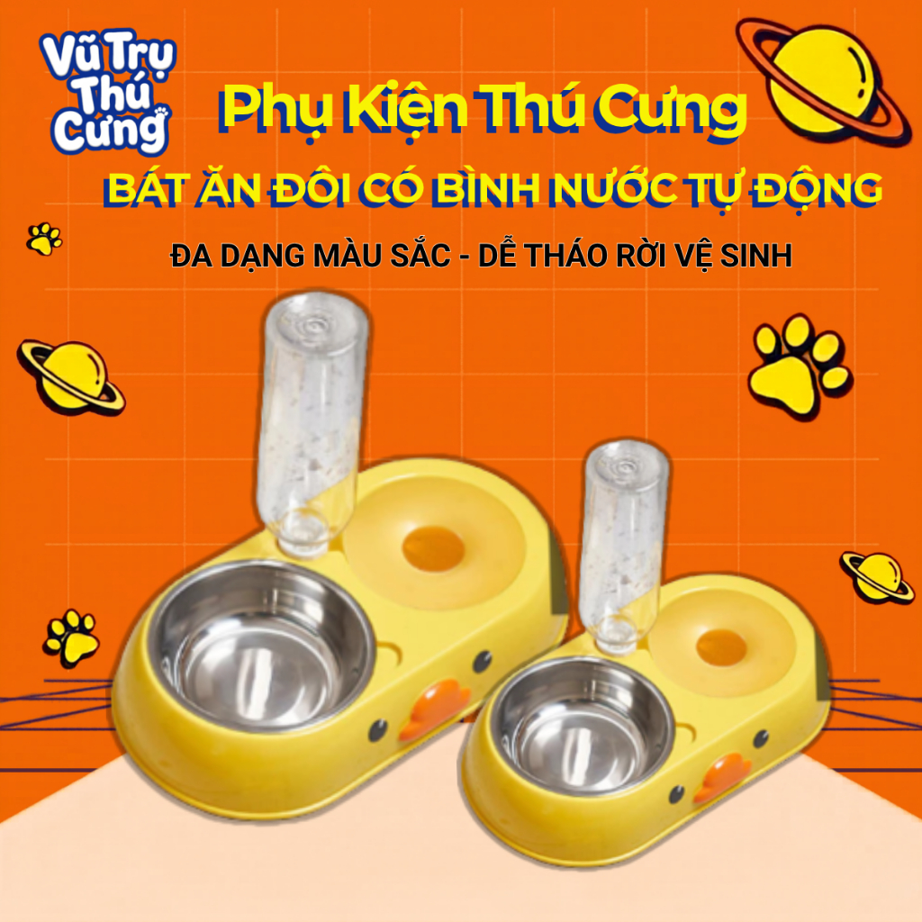 Bát Ăn Đôi Cho Chó Mèo Tự Động Kèm Bình Nước