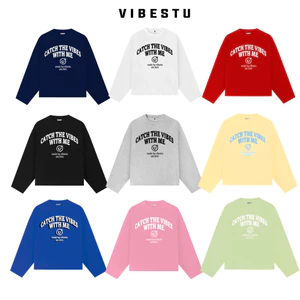 Áo Thun Tay Dài Boxy VIBESTU '' Longsleev With Me '' Form Unisex 250Gsm Cotton