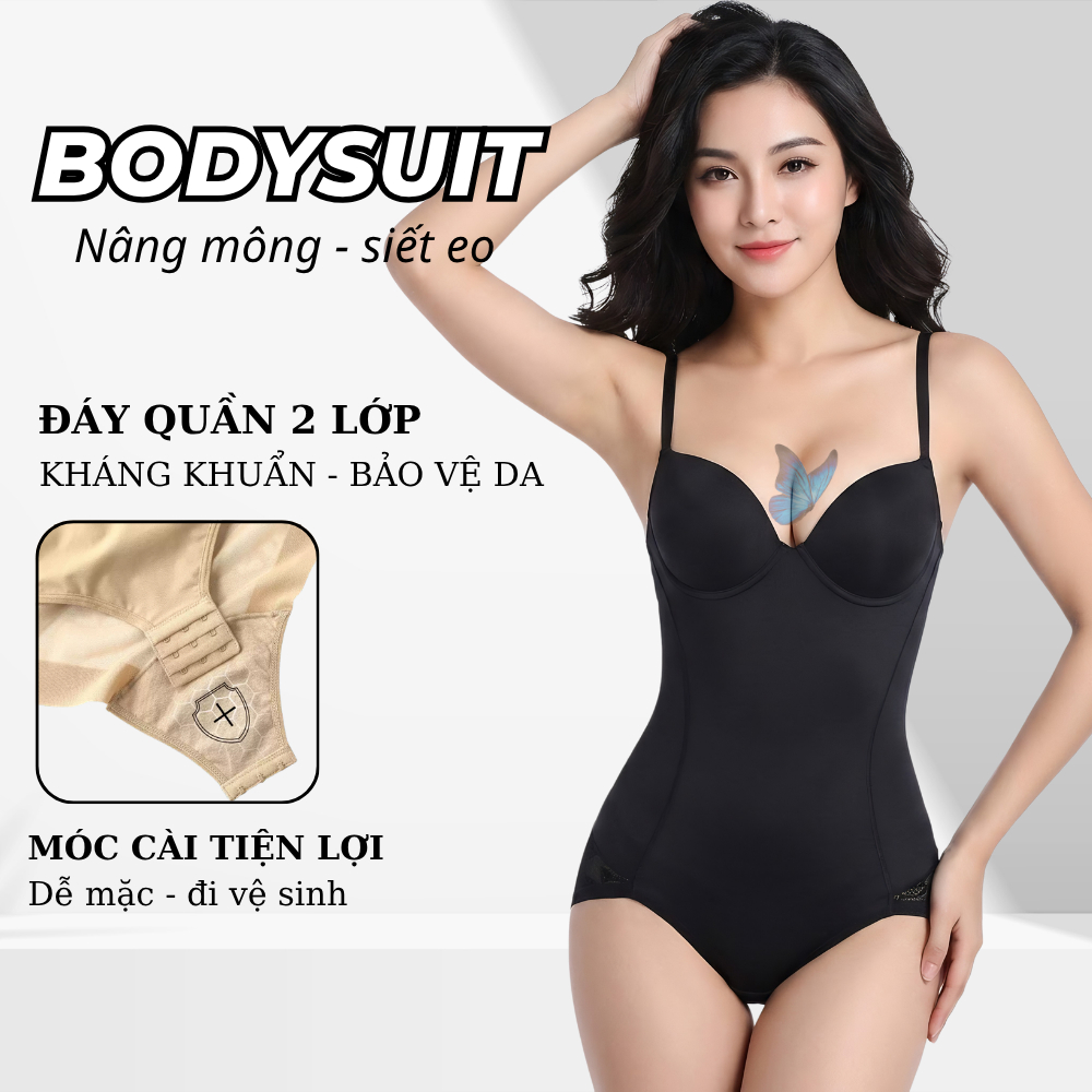 Áo Bodysuit Nữ Định Hình Body Nâng Ngực Siết Eo, Body Suit Nữ Có Mút Ngực Mỏng Nhẹ Thoáng Khí 19624