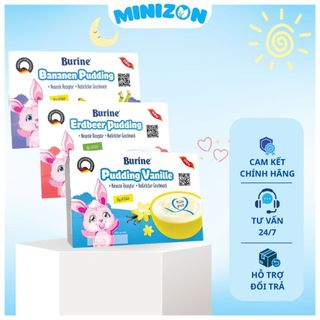 Pudding Burine Cho Bé Ăn Dặm Từ 6 Tháng - Vị Vani/Chuối Bổ Sung Năng Lượng (Vỉ 6 hũ x 50g)