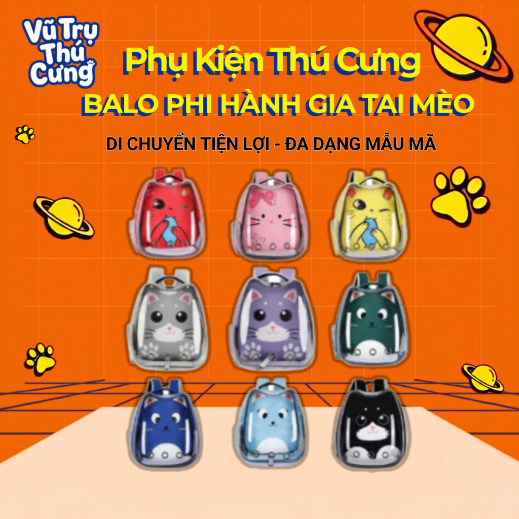 Balo Phi Hành Gia Cho Chó Mèo Nhiều Màu Sắc, Chất Liệu Thoáng Khí