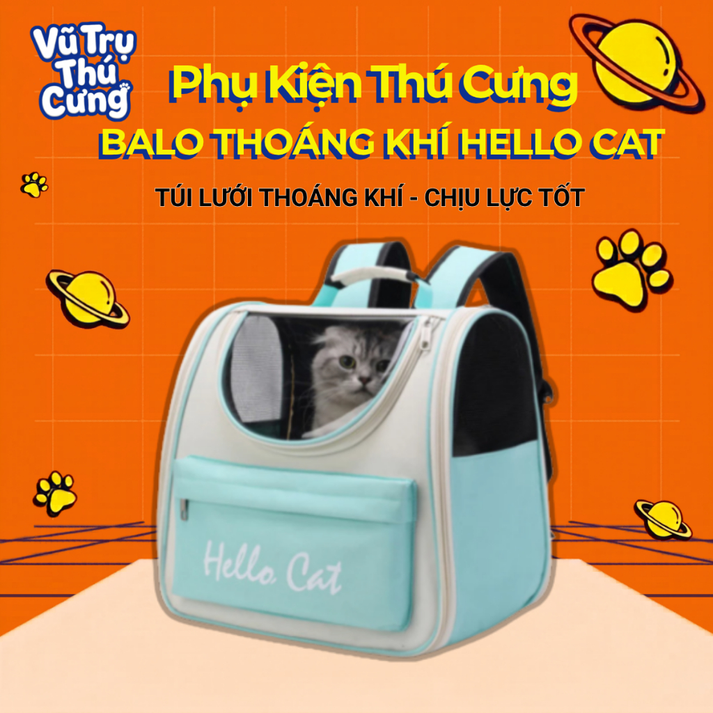 Balo vận chuyển chó mèo thoáng khí Hello Cat
