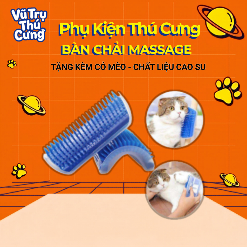 Đồ chơi Bàn chải Massage gắn tường cho Mèo, kèm cỏ mèo thư giãn