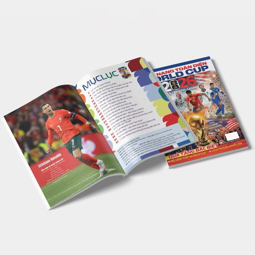 Cẩm Nang World Cup 2026 - Tặng Kèm Mô Hình Cúp World Cup + Lịch Thi Đấu Khổ Lớn