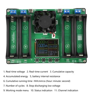 Máy kiểm tra dung lượng và điện trở trong pin 18650 bốn kênh với module sạc và xả tự động Type-C