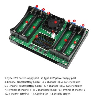 Máy kiểm tra dung lượng và điện trở trong pin 18650 bốn kênh với module sạc và xả tự động Type-C
