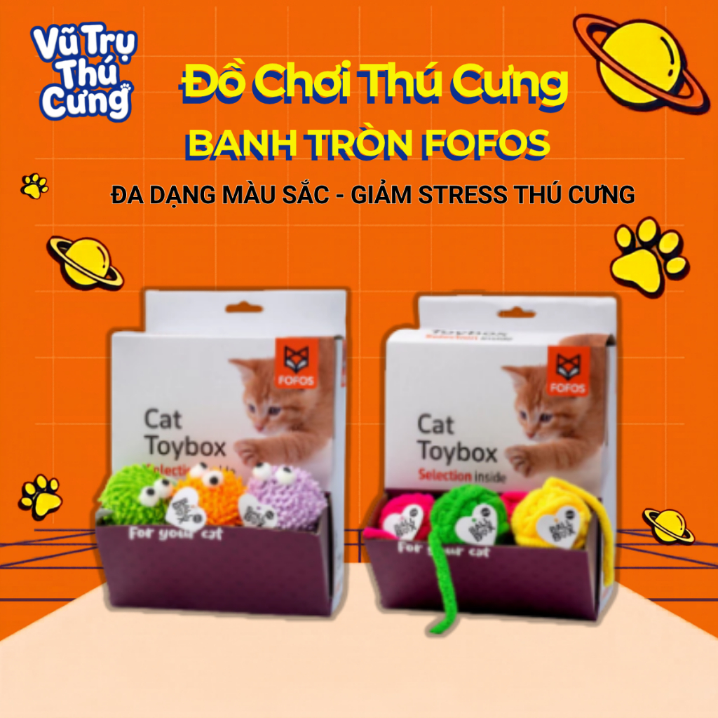 Đồ chơi cho mèo banh tròn vui nhộn có chuông và cỏ mèo FOFOS