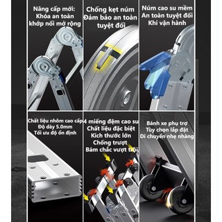 REAIM Thang nhôm gấp 4 đoạn  chữ A cao 3.7m/4.7m/5.7m 14 tư thế sử dụng Cầu thang gấp rẻ nhất