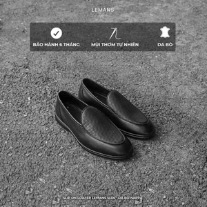 Giày lười Slip on Loafer nam Lemans SL06.1 - da bò - đế thơm êm chân, bảo hành 24 tháng