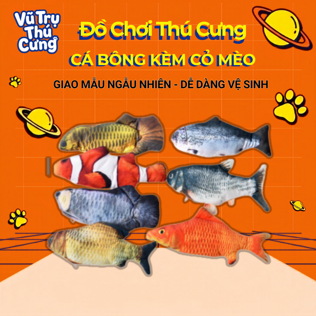 Đồ Chơi Cho Chó Mèo-Cá Nhồi Bông Kèm Catnip Thư Giãn