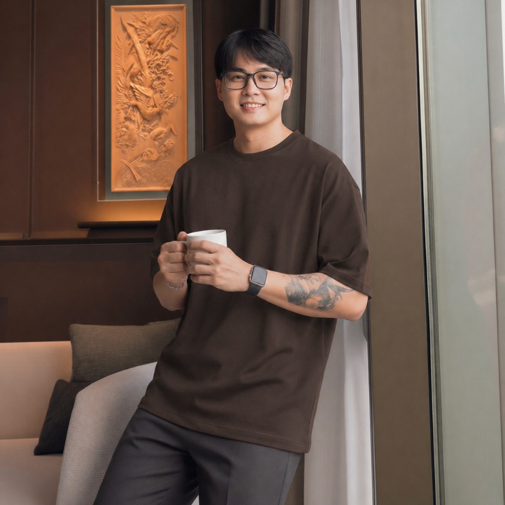 [Mua 2 Giảm 50K] Áo Thun Trơn Oversize Premium 270gsm MINIMAL Màu Xanh Oliu, Cotton 100%, Minimal Vietnam