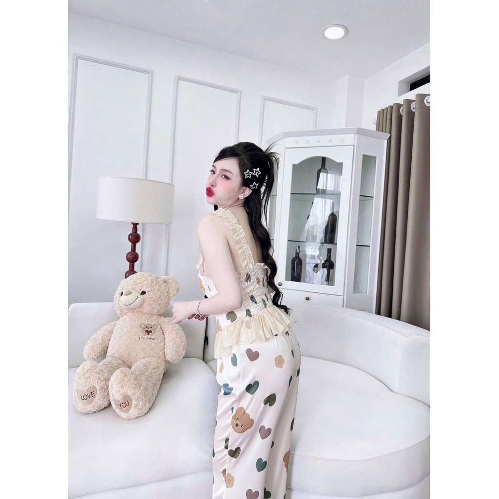 (290426)Áo dây quần dài có mút  ngực,lụa latin,chất mềm nhẹ mât