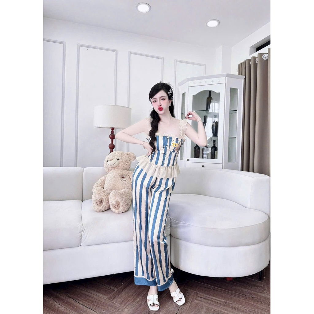 (290426)Áo dây quần dài có mút  ngực,lụa latin,chất mềm nhẹ mât