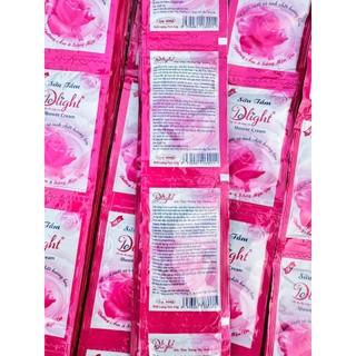 Set 5 dây Sữa tắm Delight Bông hồng, cao cấp, thiên nhiên, hương ngọt ngào, dưỡng thể dạng gói - 12 gói/dây