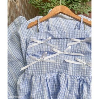 [B&G] Đầm váy maxi 2 dây dáng dài caro xanh mùa hè mát mẻ cho bé gái đi biển, đi chơi từ 10-45kg