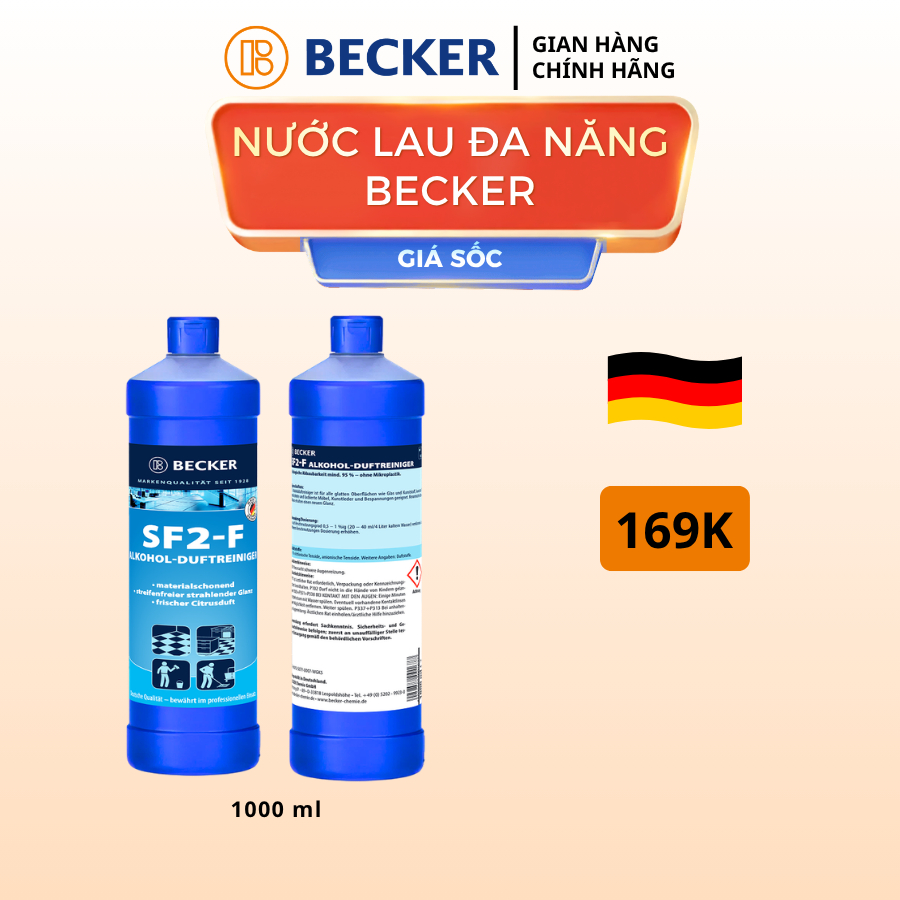 [Nhập khẩu Đức] Nước lau đa năng hương chanh Becker SF2-F - pH 9.5