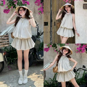 Set jump liền thân nữ cổ yếm bí phồng JULIN A21287.